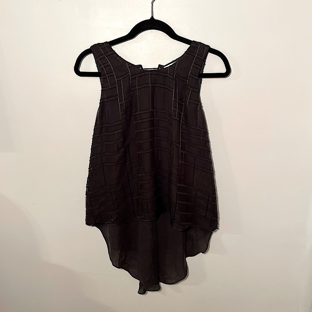 Jonathan Simkhai - Black Sleeveless High-Low Top w/ Textured Overlay - Size L​